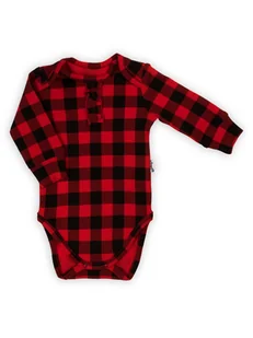Niemowlęce body z długim rękawem w kratkę czerwono-czarną Nicol,r.56 - Body dla niemowląt - miniaturka - grafika 1