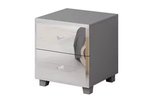 Stolik nocny z dwiema szufladami Bellagio 22 - szary mat / lustro - Szafki nocne Stolik nocny z dwiema szufladami Bellagio 22 - szary mat / lustro - Szafki nocne - miniaturka - grafika 1