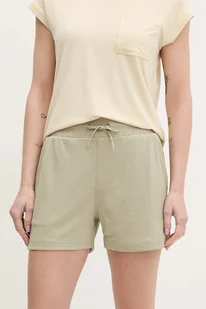 Helly Hansen szorty outdoorowe LIFA TECH damskie kolor beżowy gładkie high waist 63419 - Spodnie sportowe damskie - miniaturka - grafika 1