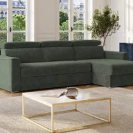 Sofy i kanapy - Kanapa narożna dwustronna rozkładana typu express z zielonego materiału szenilowego - Spanie z szerokimi listwami 140 cm - Materac 18 cm VIZIR - miniaturka - grafika 1