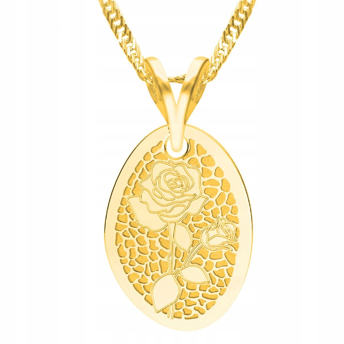 Złoty Naszyjnik z Różą Kwiatem Kwiatkiem Rośliną Kwiat Kwiatek SREBRO 925