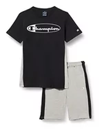 Spodenki damskie - Champion Legacy Graphic Shop Kontrastowa Taśma S/S Koszulka i szorty Kostium dla dzieci i chłopców, (czarny/jasnoszary), 3-4 ans - miniaturka - grafika 1