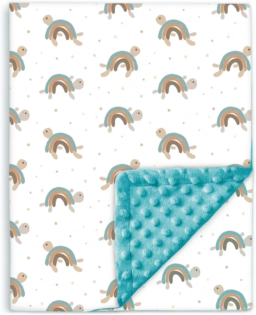 Dwustronny kocyk dziecięcy bawełna OEKO-TEX Minky 100x135 cm hipoalergiczny