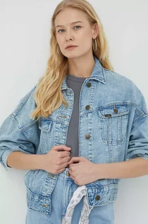 Kurtki damskie - Lee kurtka jeansowa damska kolor niebieski przejściowa oversize - grafika 1