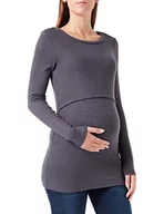 Koszulki i topy damskie - Noppies Maternity Top Plano Nursing Long Sleeve T-shirt damski, szary melanż P806, S - miniaturka - grafika 1