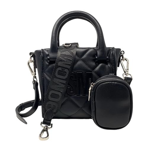 Steve Madden Bbabi pikowany górny uchwyt crossbody, Czarny, One Size