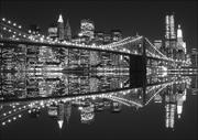 Plakaty - Galeria Plakatu, Plakat, New York Brooklyn Bridge night BW, 70x50 cm - miniaturka - grafika 1