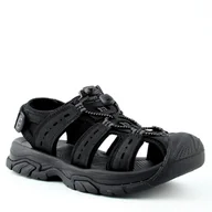 Sandały męskie - Grisport GR-25-01-9029M męskie sandały skórzane sportowe czarne - miniaturka - grafika 1