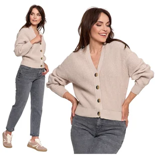 CIEPŁY SWETER DAMSKI KARDIGAN SZEROKIE RĘKAWY ELEGANCKI KLASYCZNY MORAJ L - Swetry damskie - miniaturka - grafika 1