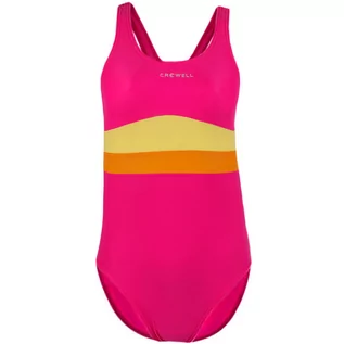 Stroje kąpielowe dla dziewczynek - Kostium kąpielowy dla dziewczynki Crowell Swan różowo-pomarańczowo-żółty - grafika 1