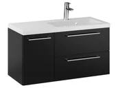 Szafki łazienkowe - Szafka Wisząca Z Umywalką RON 90 cm D Prawa - Czarny Mat - Uchwyty Chromowane - miniaturka - grafika 1