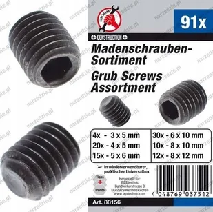 ŚRUBY BEZ ŁBA 91 SZT KRAFTMANN M3-M8 - Śruby i nakrętki - miniaturka - grafika 1