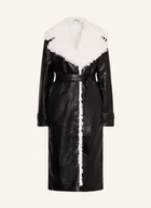 Płaszcze damskie - Leger Studio Płaszcz Janique W Stylu Skórzanym Z Sztucznym Futrem schwarz - miniaturka - grafika 1