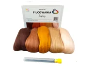 Dekoratorstwo - Wełna merynos, zestaw kolorów, 3 igły: brązowy - miniaturka - grafika 1