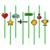 Słomki do napojów - Słomki Papierowe do Picia Game On Piksele 8 szt. - miniaturka - grafika 1