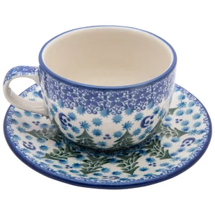 FILIŻANKA do herbaty kawy 200 ml ze spodkiem - Ceramika Artystyczna Bolesławiec - Filiżanki - miniaturka - grafika 1