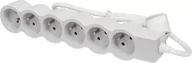 Listwy zasilające - HELMO Przedłużacz standard 6x2P+Z z przewodem 3.0m 3x1.5 mm2 biały/jasnoszary 049494 - miniaturka - grafika 1