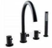 Baterie wannowe i prysznicowe - Roy Czarna Bateria Wannowa Stojąca 4-Otworowa Nawa - miniaturka - grafika 1