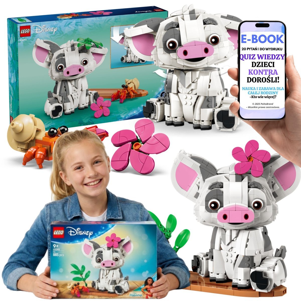 LEGO Disney Vaiana 43292 Pua Ruchoma Figurka Ozdoba Pokoju Prezent + E-BOOK-2