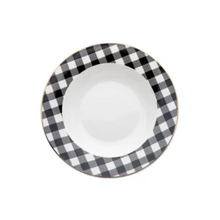 Talerz głęboki Winter Glam Grid 21,5 cm kratka czarno-biały - Talerze - miniaturka - grafika 1