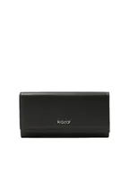 Portfele - Podłużny skórzany portfel ze srebrnymi detalami - miniaturka - grafika 1