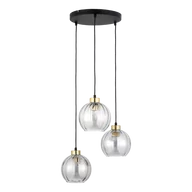 Lampy sufitowe - Devi lampa wisząca 3-punktowa czarna/transparent 4579 - miniaturka - grafika 1