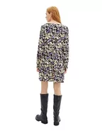 Sukienki - Dżinsowa sukienka damska TOM TAILOR z falbanką i dekoltem w szpic, 32418-nadruk w liliowo-zielone kwiaty, S - miniaturka - grafika 1