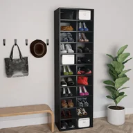 Szafki na buty - vidaXL Szafka na buty, czarna, 54x34x183 cm, płyta wiórowa - miniaturka - grafika 1