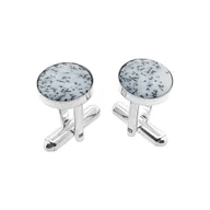 Spinki do mankietów i krawatów - Spinki do mankietów Agat Dendrytowy Ø12 (S1423) Srebro [925] - miniaturka - grafika 1