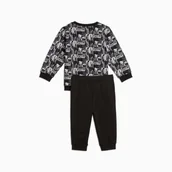 Spodnie sportowe męskie - Komplet dresowy chłopięcy Puma MINICATS AOP FL czarny 68332701 - miniaturka - grafika 1