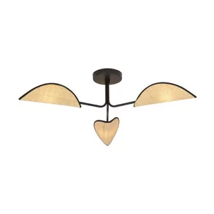Emibig Gomez lampa sufitowa 3-punktowa czarna/rattan 1172/3 - Lampy sufitowe - miniaturka - grafika 1