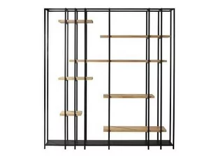 Czarny stalowy regał z drewnianymi półkami 200x34x220 cm VSD001 - Półki do salonu - miniaturka - grafika 1