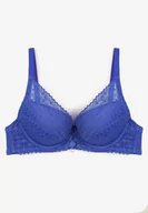 Biustonosze - Niebieski Biustonosz Typu Push-Up o Gładkim Wykończeniu Nansiala - miniaturka - grafika 1