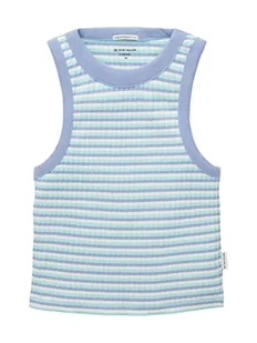 TOM TAILOR Dziewczęcy dziecięcy tank top ze strukturą żeberkową, 32158 - Off White Blue Aqua Stripe, 128 cm - Koszulki i topy damskie - miniaturka - grafika 1