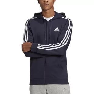 Bluza adidas Essentials Fleece 3-Stripes Full-Zip Hoodie GK9053 - granatowa - Adidas - Bluzy sportowe męskie - miniaturka - grafika 1