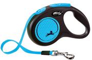 Smycze dla psów - FLEXI Smycz automatyczna S New Neon taśma 5m niebieska - miniaturka - grafika 1