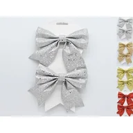 Ozdoby bożonarodzeniowe - Kokarda brokatowa 14 x 13 cm 2 sztuki mix kolorów - miniaturka - grafika 1