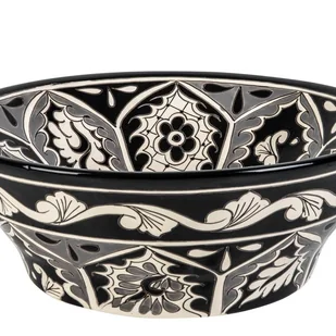 Meksykańska ceramiczna umywalka nablatowa z reliefem Atalaya Prima – okrągła umywalka łazienkowa 42,5 x 15 cm Umywalka z motywami Talavera - Umywalki Meksykańska ceramiczna umywalka nablatowa z reliefem Atalaya Prima – okrągła umywalka łazienkowa 42,5 x 15 cm Umywalka z motywami Talavera - Umywalki - miniaturka - grafika 1