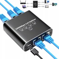 Wtyczki i adaptery - SPLITTER LAN 1x4 ADAPTER ROZDZIELACZ SWITCH 2xRJ45 ETHERNET 1000Mb GIGABIT - miniaturka - grafika 1