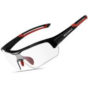 Okulary sportowe - Rockbros 10112 okulary rowerowe / sportowe z fotochromem czarno czerwone - miniaturka - grafika 1