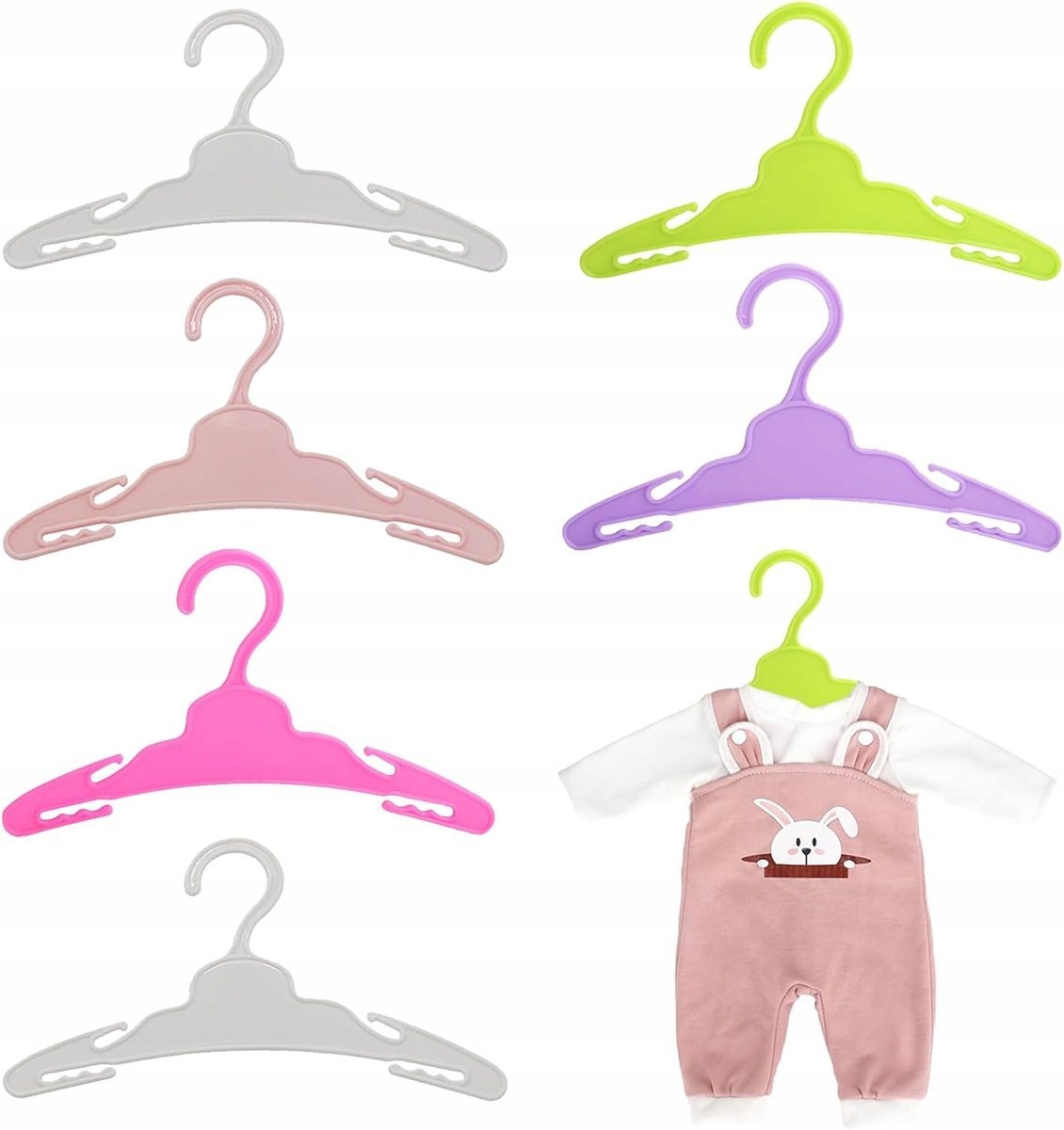 WIESZAKI NA UBRANKA DLA LALEK AKCESORIA 6x DO DOMKU KOLOROWE ZESTAW PREZENT