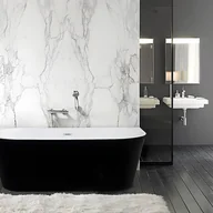 Wanny - VENTE-UNIQUE Wanna wolnostojąca przyścienna – DIVINA – 245 l – 170 × 75 × 58 cm – kolor czarny - miniaturka - grafika 1