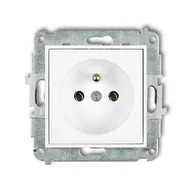 Gniazdka elektryczne - Karlik Gniazdo pojedyncze z uziemieniem ICON - biały mat - miniaturka - grafika 1