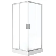Kabiny prysznicowe - Kabina kwadratowa z brodzikiem Bresso 90X90X201 cm chrom drzwi przesuwne JKBB096K - miniaturka - grafika 1