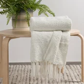 Koce - Koc Milano, 130x170, z frędzlami, biały, Eurofirany - miniaturka - grafika 1