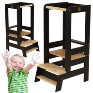 Zestawy mebli dla dzieci - MeowBaby® Kitchen Helper, Lite Drewno Czarny Pomocnik Kuchenny z Elementami Naturalnymi, Czarny-Naturalny - miniaturka - grafika 1