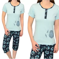 Piżamy damskie - Piżama damska jasny niebieski 3/4 spodnie ważki M - miniaturka - grafika 1