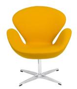 Fotele - D2 Cup Fotel inspirowany projektem Swan kaszmir 72x65 cm, żółty 25346  - miniaturka - grafika 1