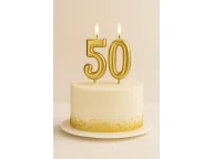 Urodziny dziecka - Świeczki cyferki złote - 50 - 2 szt. - miniaturka - grafika 1