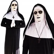 Dodatki do strojów karnawałowych - STRÓJ ZAKONNICA PRZEBRANIE THE NUN MASKA + HABIT KOSTIUM HALLOWEEN r. L - miniaturka - grafika 1